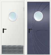 Металлическая дверь техническая ДМО-1 D300 (RAL 9016/Алюминиевая накладка)