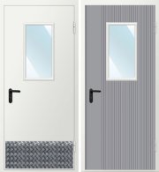 Металлическая дверь техническая ДМО-1 300х600 (RAL 9016/Алюминиевая накладка)