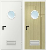 Металлическая дверь техническая ДМО-1 D300 (RAL 9016/Вентиляционная решетка)