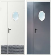 Металлическая дверь двухстворчатая техническая ДМО-1 D300 (RAL 9016/Алюминиевая накладка)