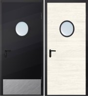 Металлическая дверь техническая ДМО-1 D300 (RAL 9005/Нержавеющая накладка)