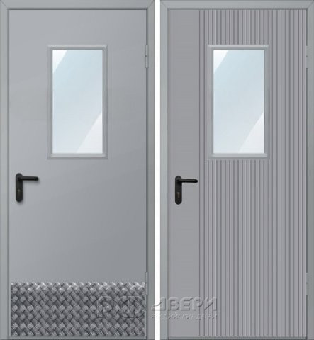 Дверь техническая ДМО-1 300х600 (RAL 7040/Алюминиевая накладка)