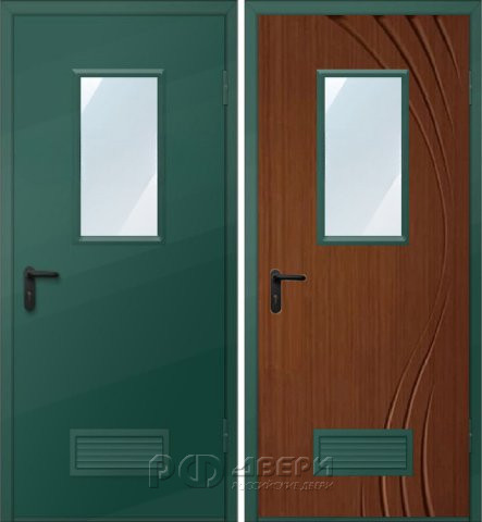 Дверь техническая ДМО-1 300х600 (RAL 6005/Вентиляционная решетка)