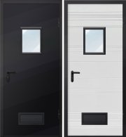 Дверь техническая ДМО-1 300х400 (RAL 9005/Вентиляционная решетка)