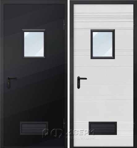Дверь техническая ДМО-1 300х400 (RAL 9005/Вентиляционная решетка)