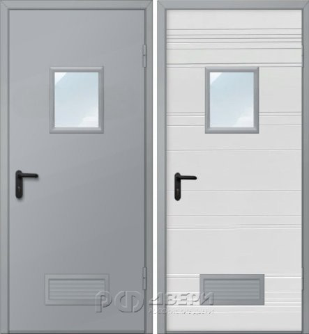 Дверь техническая ДМО-1 300х400 (RAL 7040/Вентиляционная решетка)