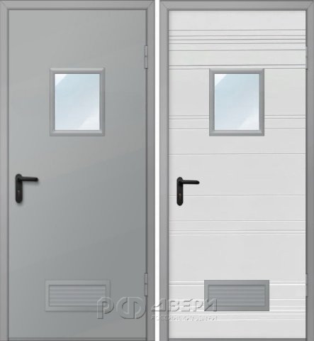 Дверь техническая ДМО-1 300х400 (RAL 7004/Вентиляционная решетка)