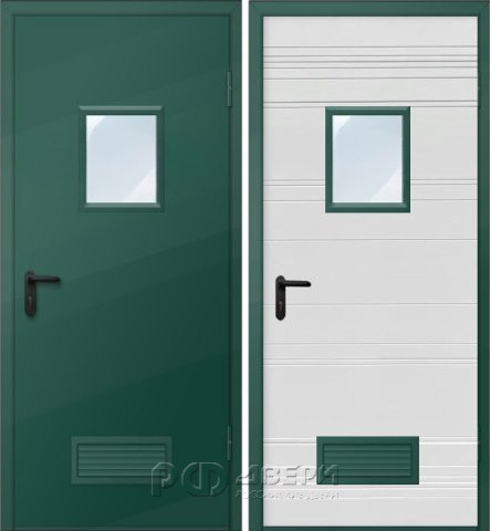 Дверь техническая ДМО-1 300х400 (RAL 6005/Вентиляционная решетка)