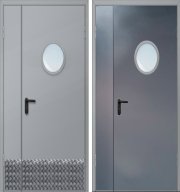 Дверь двухстворчатая техническая ДМО-1 D300 (RAL 7040/Алюминиевая накладка)