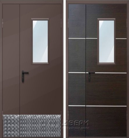 Дверь двухстворчатая техническая ДМО-1 300х600 (RAL 8017/Алюминиевая накладка)