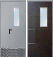 Дверь двухстворчатая техническая ДМО-1 300х600 (RAL 7040/Алюминиевая накладка)