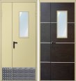 Дверь двухстворчатая техническая ДМО-1 300х600(RAL 1014/Алюминиевая накладка)