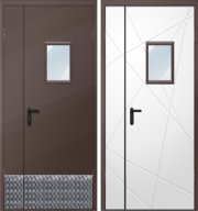 Дверь двухстворчатая техническая ДМО-1 300х400 (RAL 8017/Алюминиевая накладка)