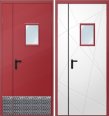 Дверь двухстворчатая техническая ДМО-1 300х400 (RAL 3002/Алюминиевая накладка)