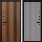 Входная металлическая дверь Шторм 29 (Дуб кантри темный/Серый рельеф софт)
