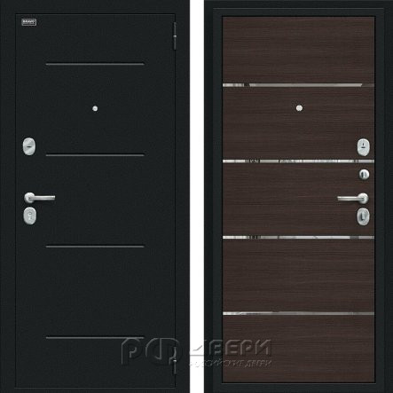 Входная металлическая дверь Лайн (Букле черное/Wenge Veralinga)
