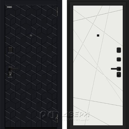 Входная металлическая дверь Кьюб (RBE) (Total Black/Super White)