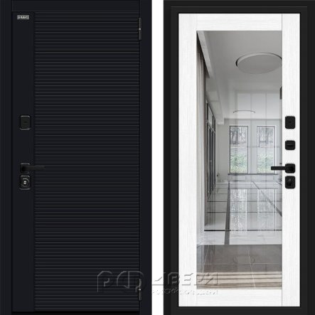 Входная дверь Джет-3 (Total Black/Snow melinga Зеркало)