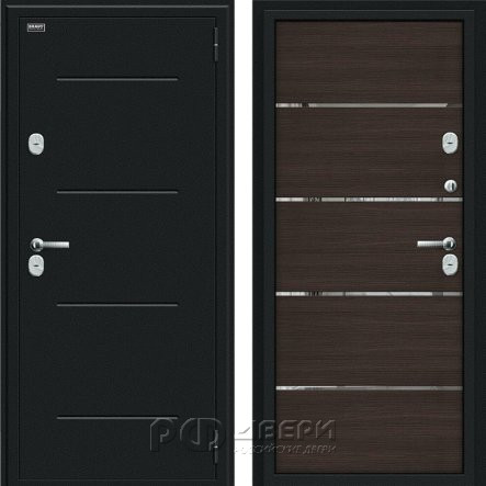 Входная дверь с терморазрывом Thermo Лайн (Букле черное/Wenge Veralinga)