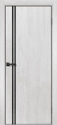 Межкомнатная дверь Ставерн 17-1 кромка AL-Чёрная ПГ (Дуб санторини белый/Лакобель черный)