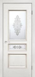 Межкомнатная дверь Альба ПО (Белый ясень/Витраж)