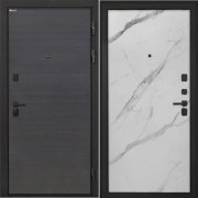 Входная металлическая дверь ППрофит Black (Эковенге поперечный/Мрамор арктик)