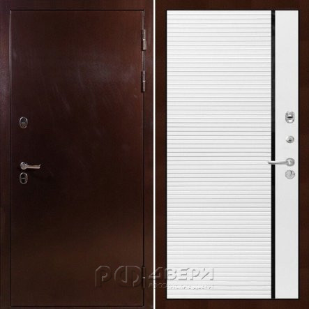 Входная металлическая дверь Термо Сибирь (Антик медный/Белая шагрень №114)