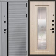 Входная металлическая дверь Легион (Грей шагрень/Зеркало беленый дуб №23)