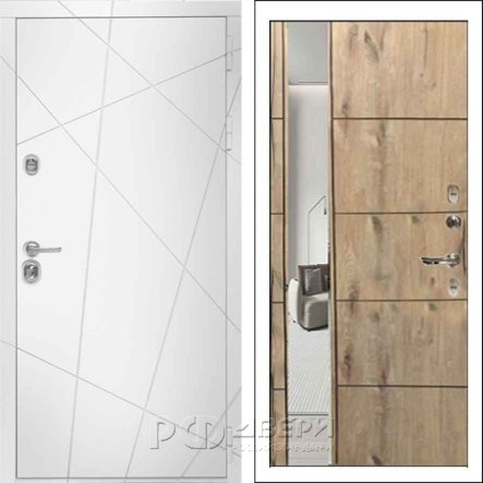 Входная металлическая дверь Соната (Белая шагрень/Дуб канадский пацифик №129)
