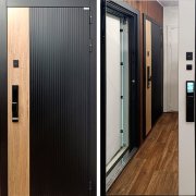 Входная металлическая дверь Конструктор Smart lock Y12 (Шагрень черная/Зеркало)