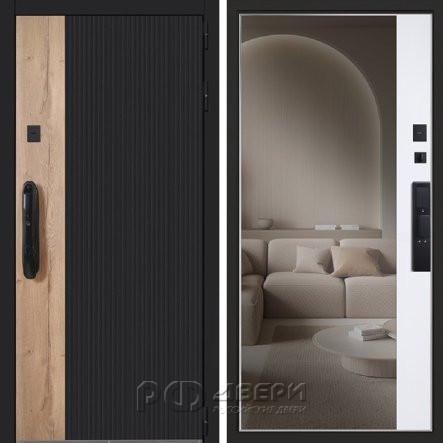 Входная металлическая дверь Конструктор Smart lock DZ 888 (Шагрень черная/Зеркало)
