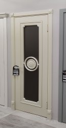 Межкомнатная дверь Флоренция ПО (Эмаль чёрная/Со стеклом белый Сатинат)