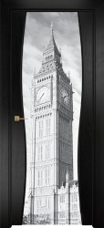 Межкомнатная дверь Грация ПО (Эмаль черная/Триплекс белый фотопечать 1)