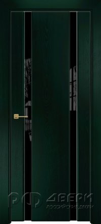 Межкомнатная дверь Престиж 2 ПО (Эмаль атлантик/Со стеклом чёрный Триплекс)
