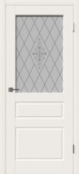 Межкомнатная дверь Честер ПО (Эмаль слоновая кость/Стекло ромб)