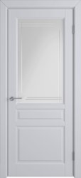 Межкомнатная дверь Стокгольм ПО (Эмаль серая/Гравировка с линией)