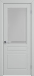 Межкомнатная дверь Стокгольм ПО (Эмаль серебро/Гравировка с линией)