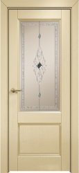 Межкомнатная дверь Италия 2 ПО (Эмаль RAL 1015/Стекло бронзовое витраж Бевелс)