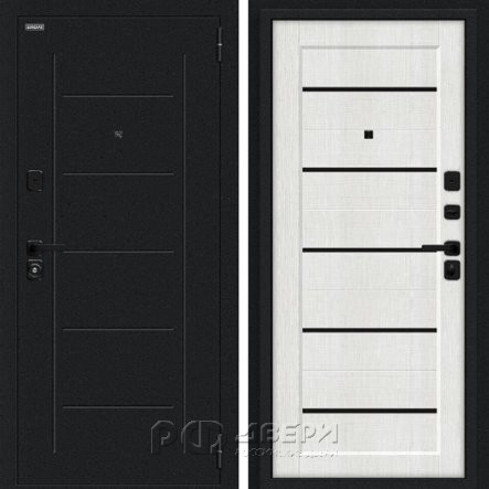 Входная металлическая дверь Борн SBlack (Букле черное/Bianco Melinga)