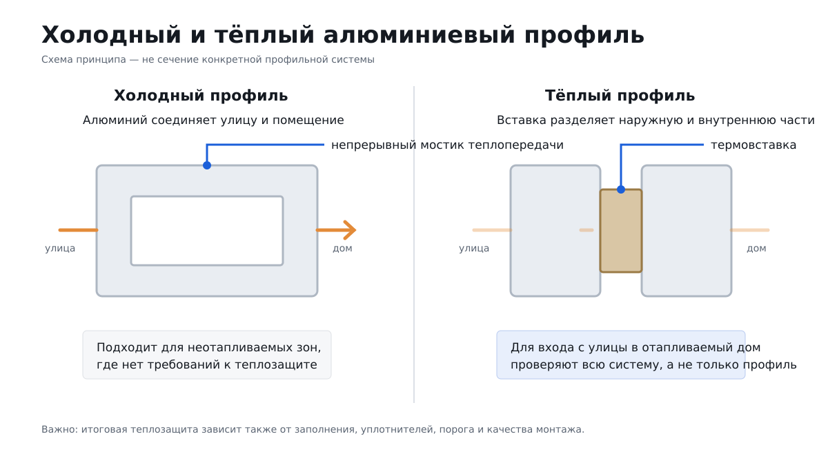 Сравнение холодного и тёплого алюминиевого профиля