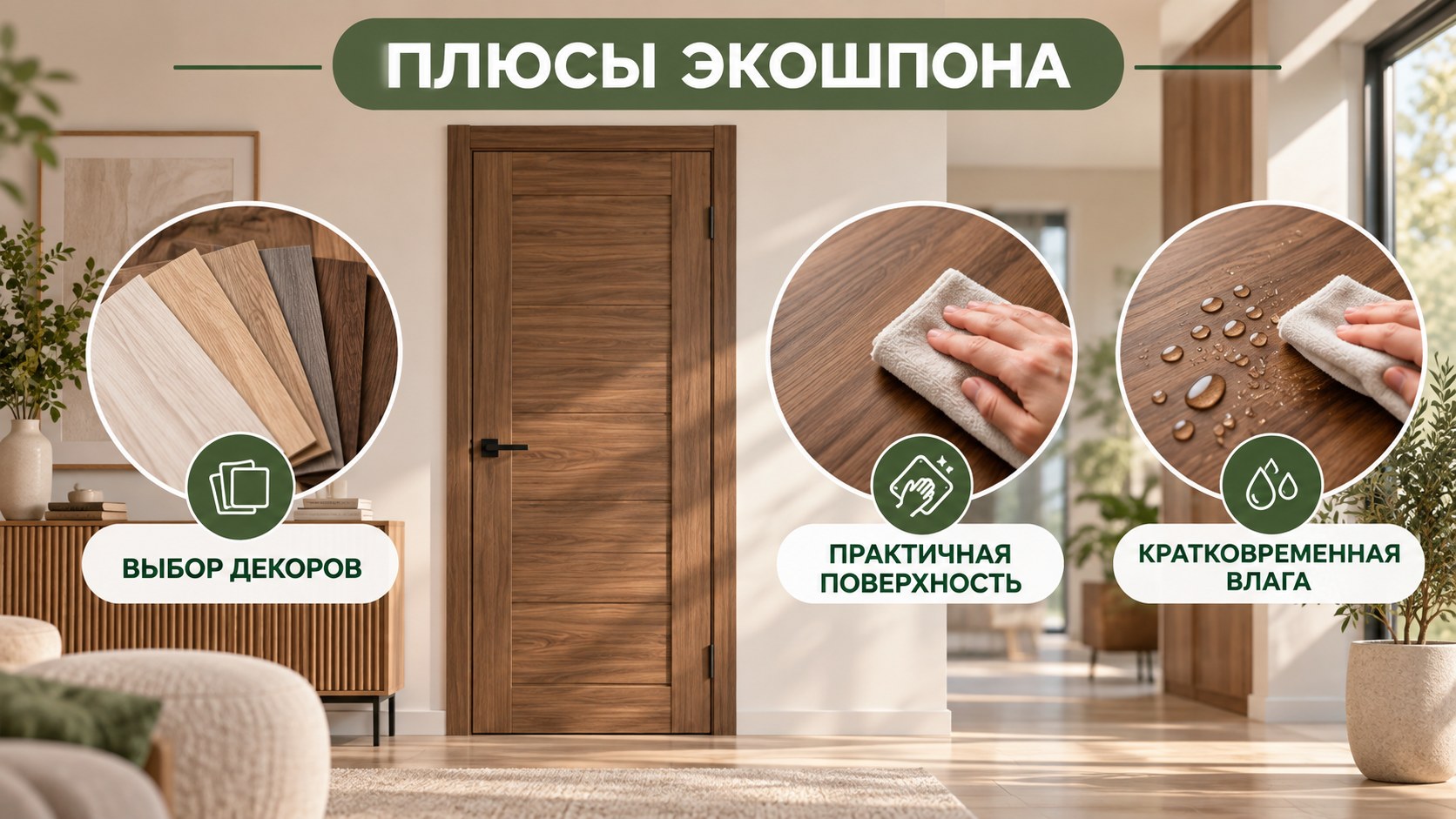 Плюсы дверей с покрытием экошпон